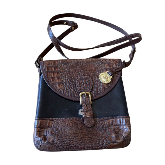 Brahmin Handbags - BRAHMIN CROSSBODY BAG VINTAGE LEATHER CROC EMBOSSED HIPPIE BOHEMIAN FESTIVAL